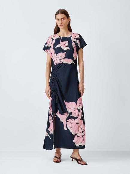 John Lewis Floral Print Midi Column Dress, Print, Print