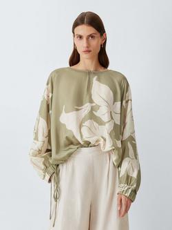 John Lewis Side Tie Floral Print Top, Print, Print