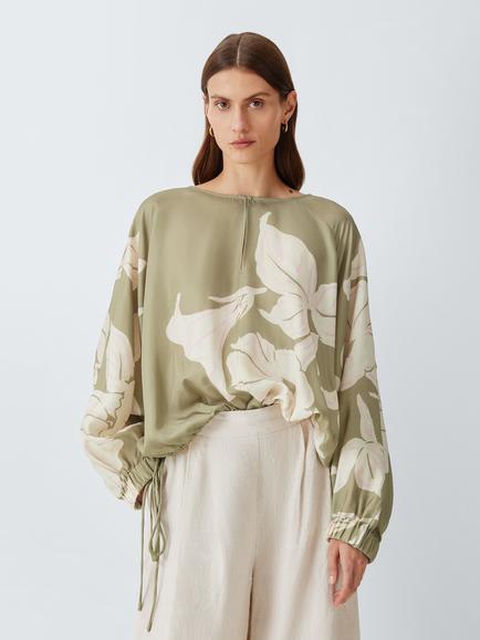 John Lewis Side Tie Floral Print Top, Print, Print