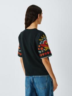 AND/OR Embroidered Sleeve T-Shirt, Black/Col - view 2, Black/Col
