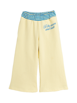 Mini Rodini Kids' To the Moon Cotton Embroidered Wide Leg Joggers, Yellow, Yellow