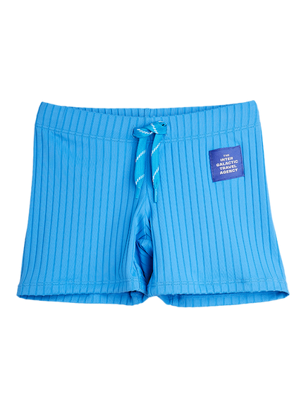 Mini Rodini Kids' Travel Agency Patch Swim Shorts, Blue, Blue