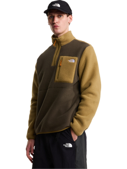 The North Face Men's Yumiori 1/4 Zip Fleece, Brown/Green, Brown/Green