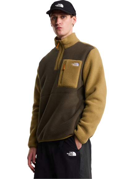 The North Face Men's Yumiori 1/4 Zip Fleece, Brown/Green, Brown/Green