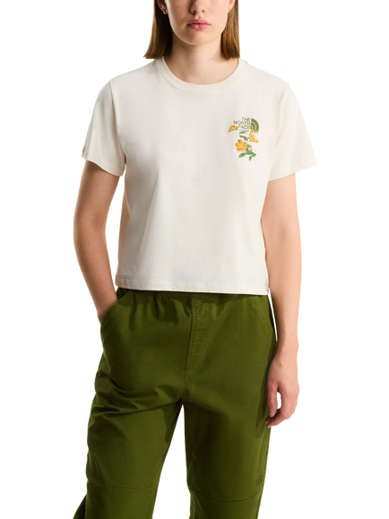 The North Face Floral Embroidery Cotton T-Shirt, White Dune, White Dune