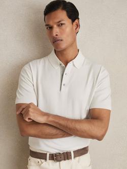 Reiss Finch Cotton Blend Polo Shirt, White, White