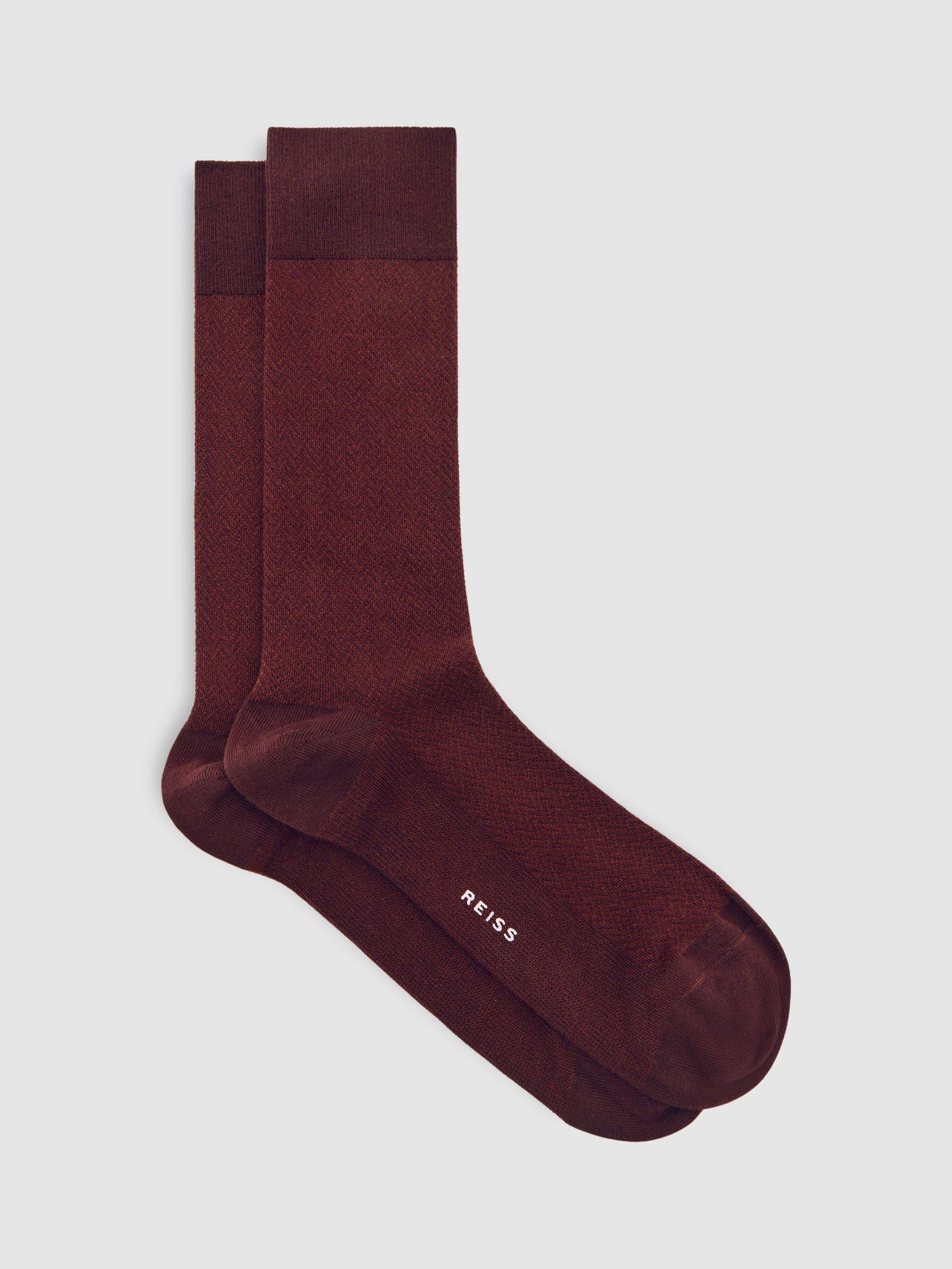 Reiss Otto Cotton Blend Socks, Bordeaux