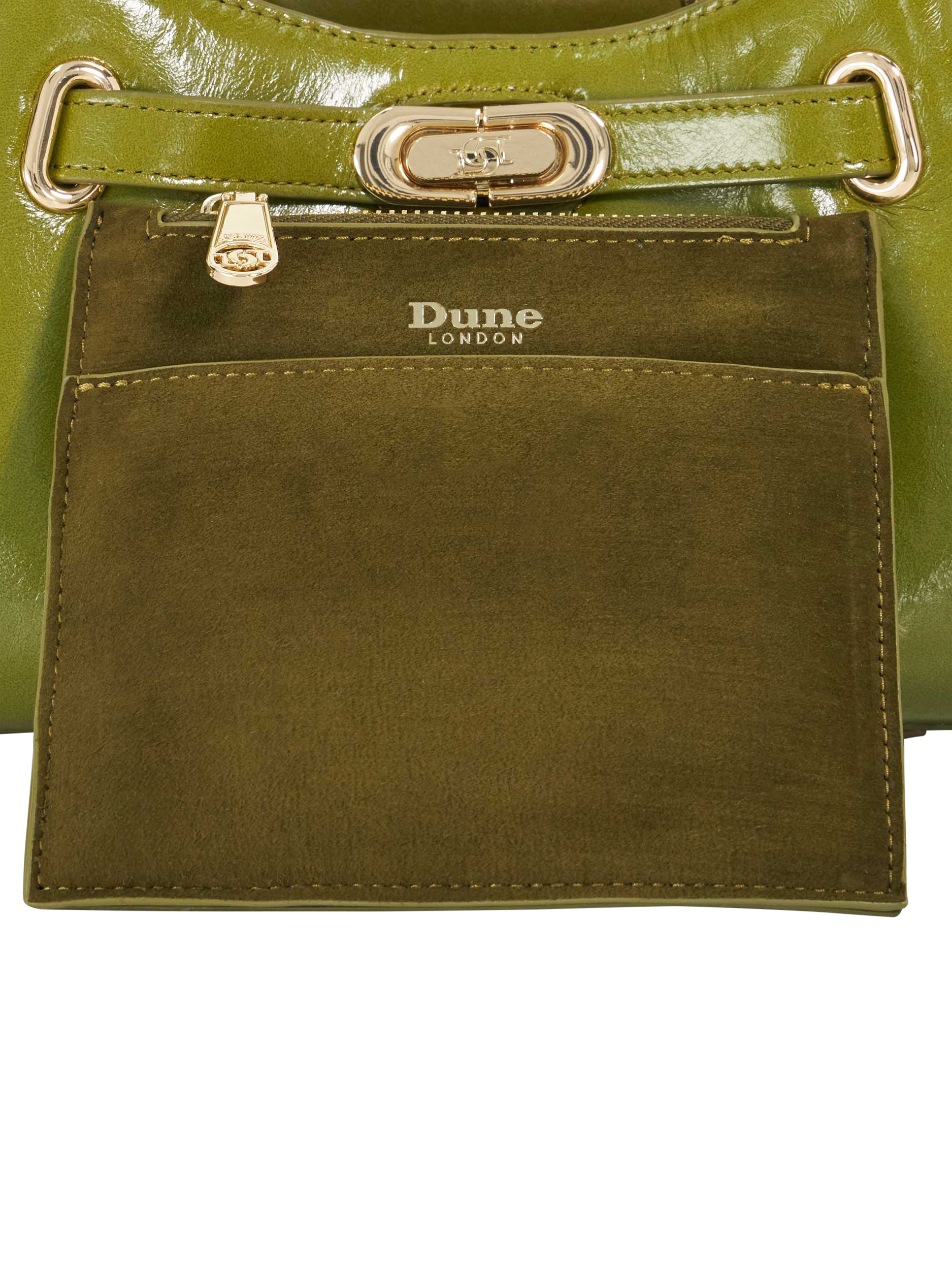Product image 5 of 5, which shows Dune London Mini Dynamic Leather Grab Bag, Green