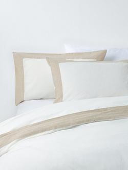 John Lewis Ainsdale Washed Cotton Blend Duvet Cover Set, White, White