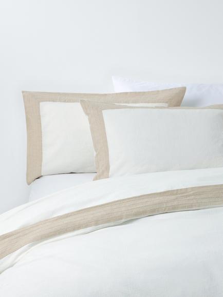 John Lewis Ainsdale Washed Cotton Blend Duvet Cover Set, White, White
