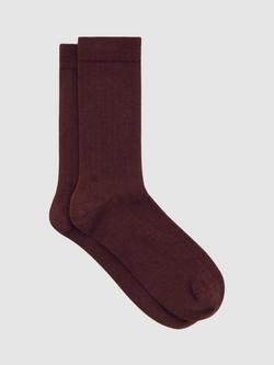 Reiss Felicia Ribbed Socks, Burgundy