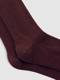 Reiss Felicia Ribbed Socks - view 2, Burgundy