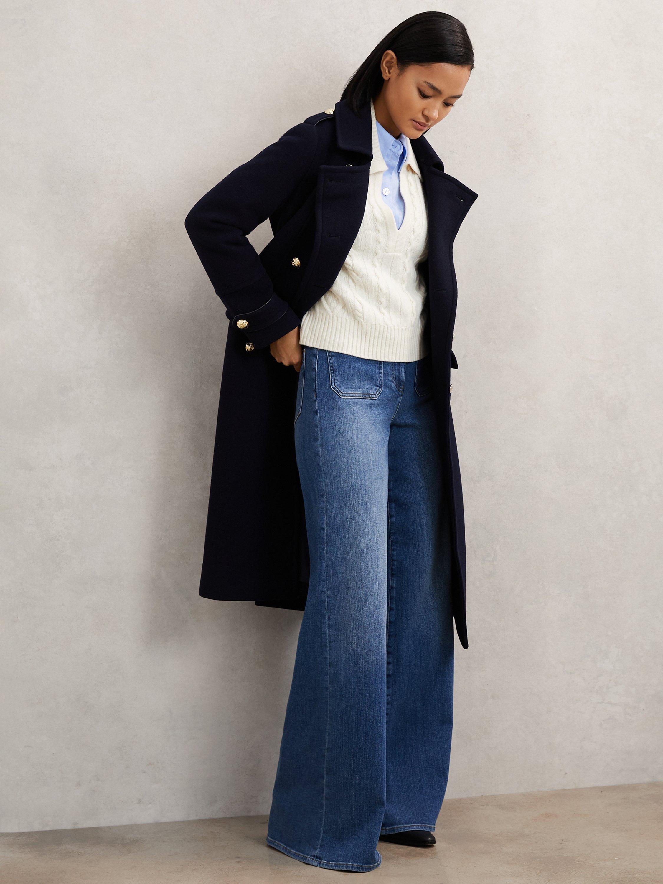 Product image 5 of 5, which shows Reiss Lissy Cable Knit Wool Rich Jumper, Ivory, S