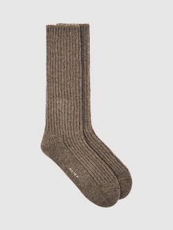 Reiss Carmen Ribbed Socks, Chocolate, Chocolate