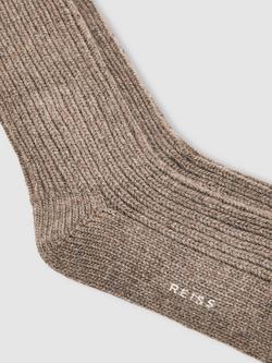 Reiss Carmen Ribbed Socks, Chocolate - view 2, Chocolate