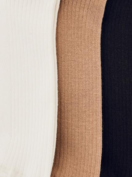 Reiss Callie Ribbed Trainers Socks, Pack of 3, Cream/Chocolate - view 2, Cream/Chocolate