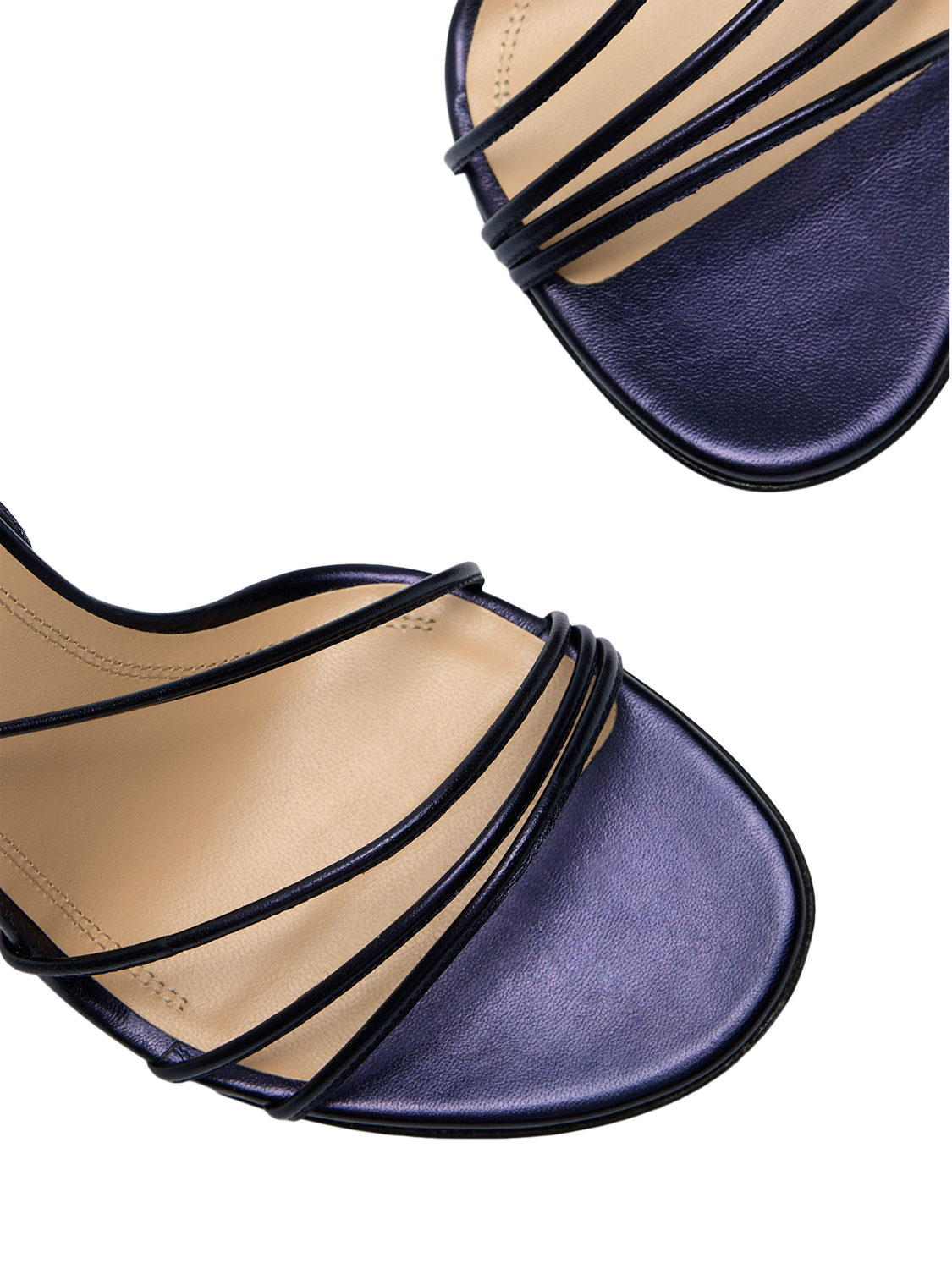Product image 4 of 4, which shows Russell & Bromley Risley Leather Strappy Heeled Sandals, Blue, 6