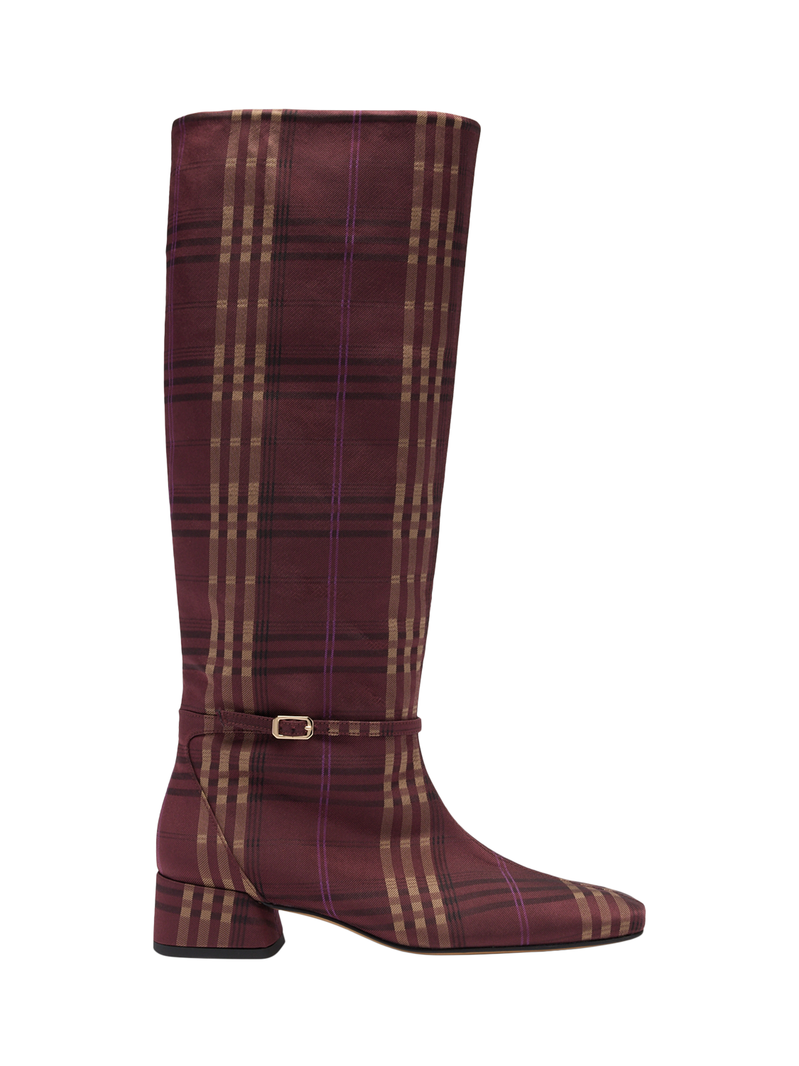 Product image 1 of 4, which shows Russell & Bromley Ravensmoor Silk Check Boots, Red, 4