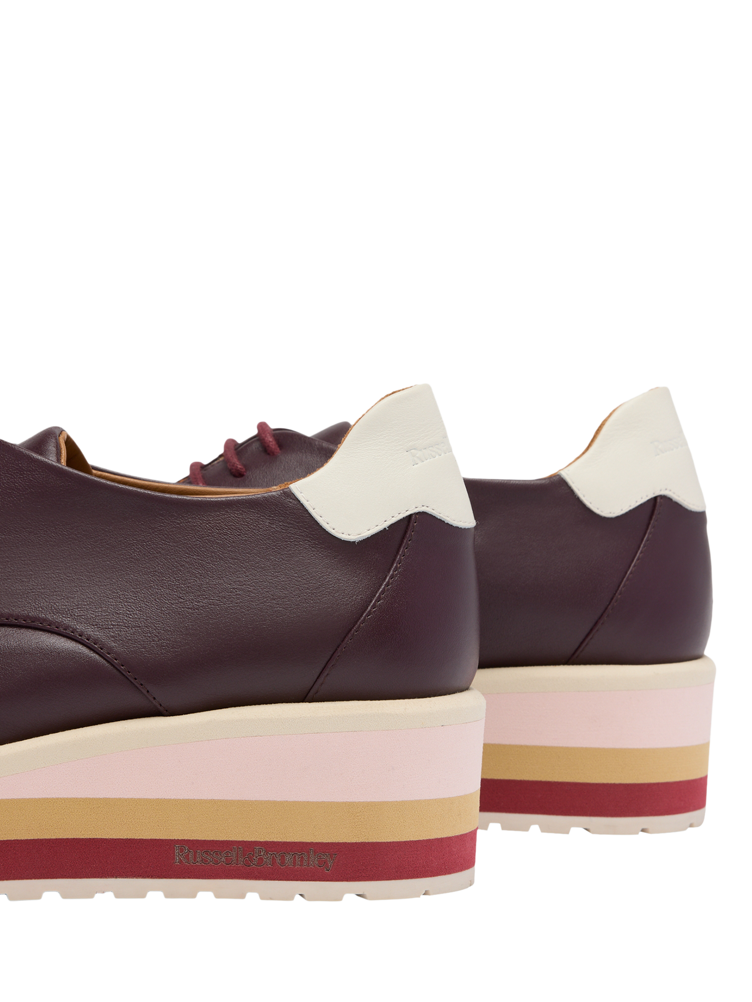 Product image 3 of 4, which shows Russell & Bromley Blakelow Leather Lace Up Flatform Trainers, Red, 3