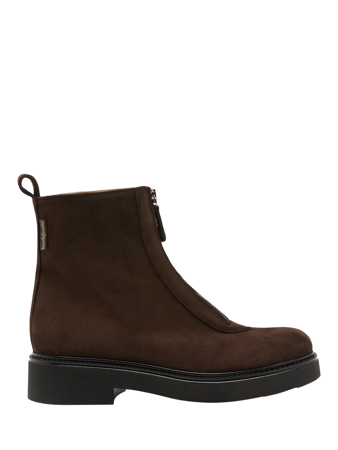 Product image 1 of 5, which shows Russell & Bromley Thames Suede Zip Boots, Brown, 6