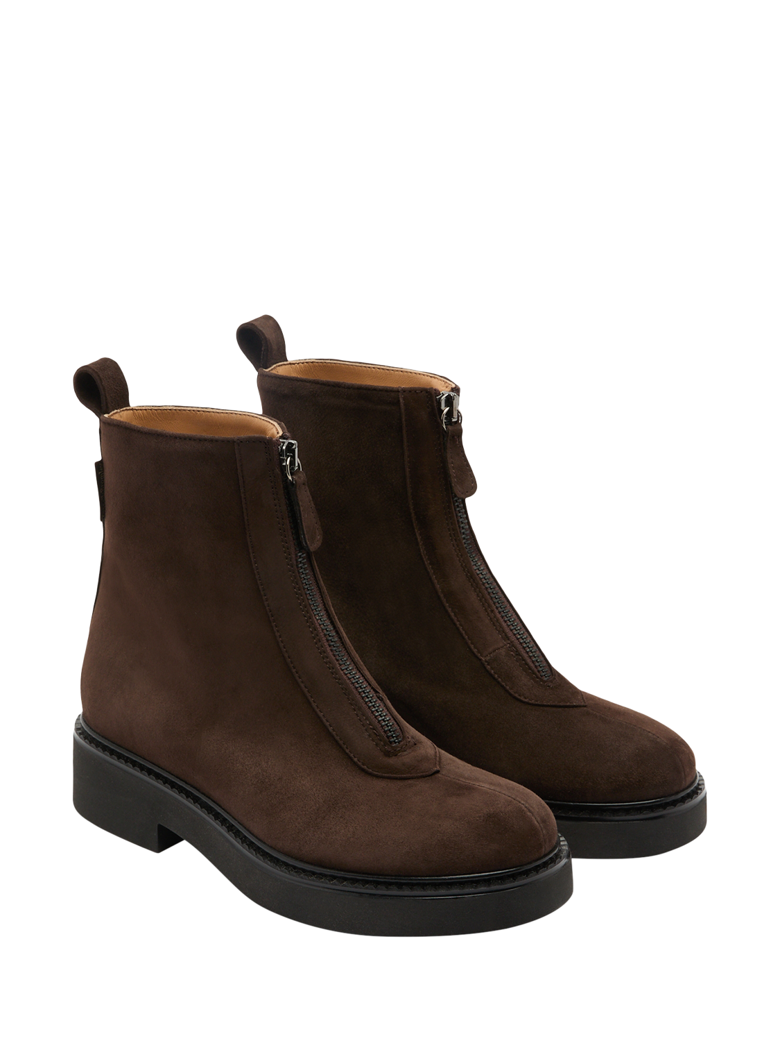 Product image 2 of 5, which shows Russell & Bromley Thames Suede Zip Boots, Brown, 6