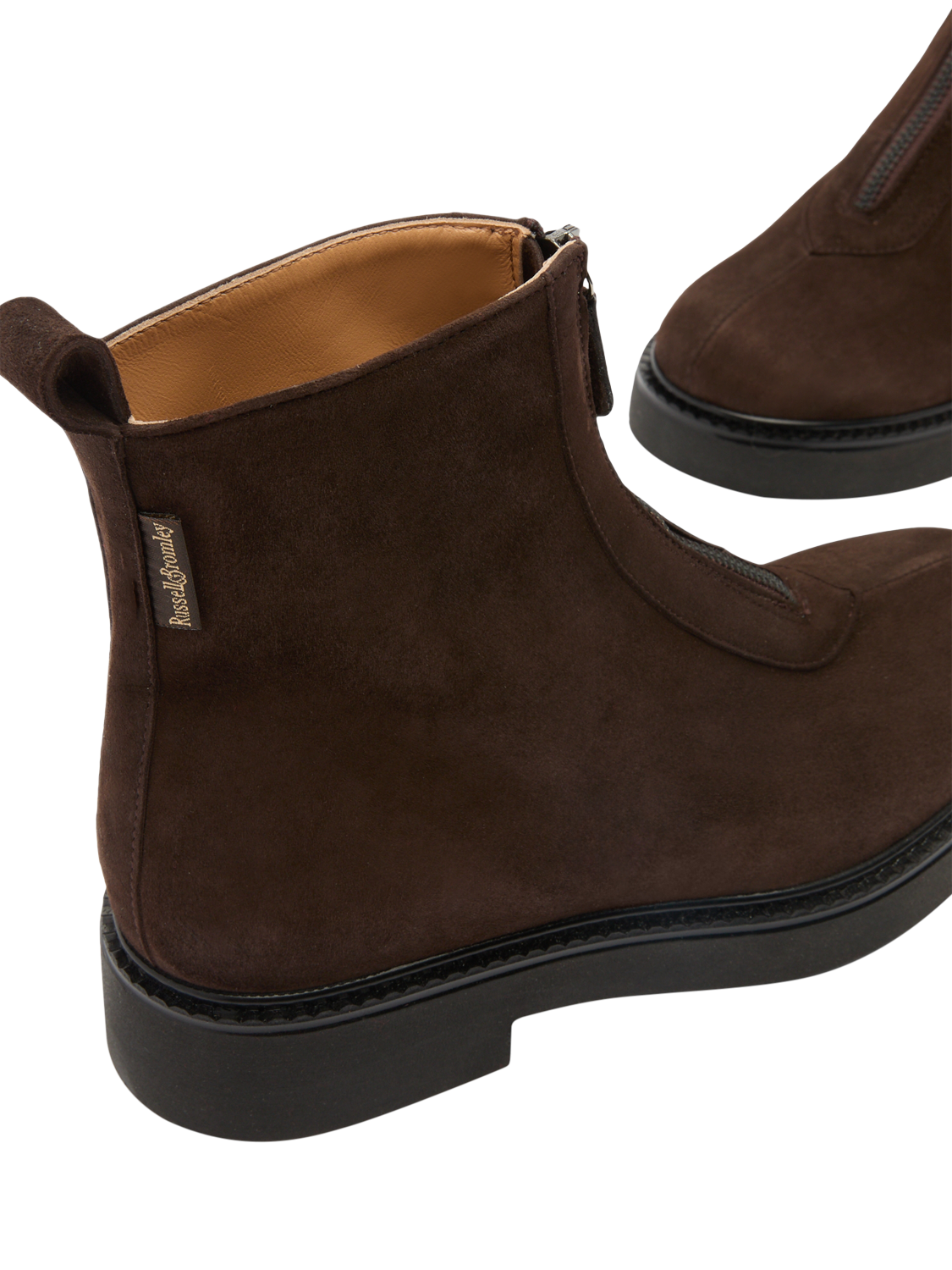 Product image 3 of 5, which shows Russell & Bromley Thames Suede Zip Boots, Brown, 6