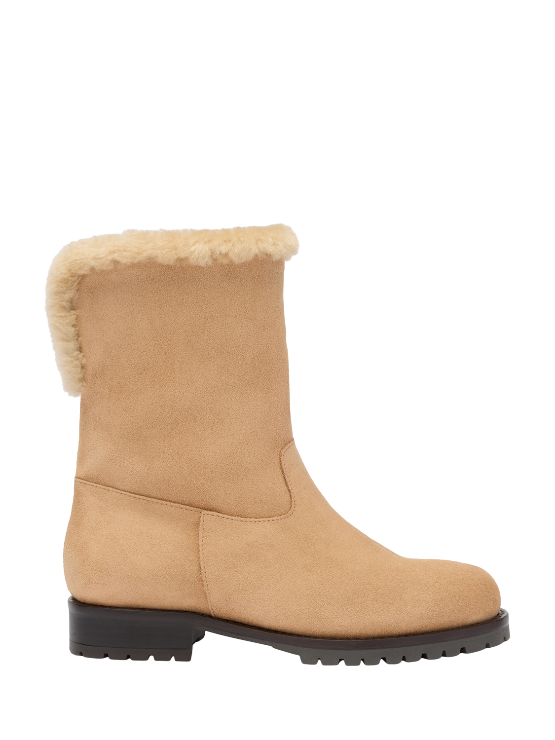 Product image 1 of 4, which shows Russell & Bromley Unfold Mid Calf Suede Boots, Natural, 6