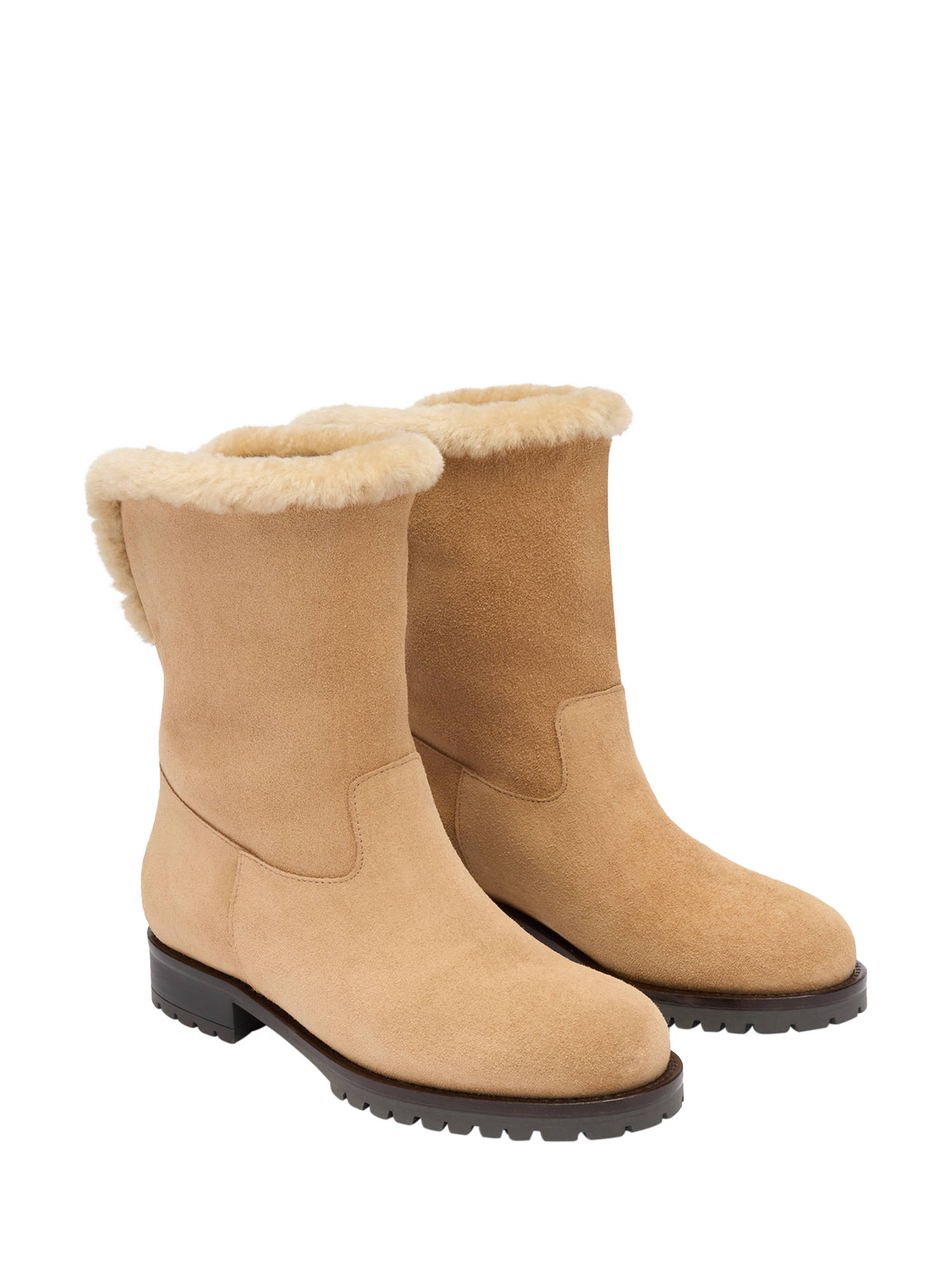 Product image 2 of 4, which shows Russell & Bromley Unfold Mid Calf Suede Boots, Natural, 6