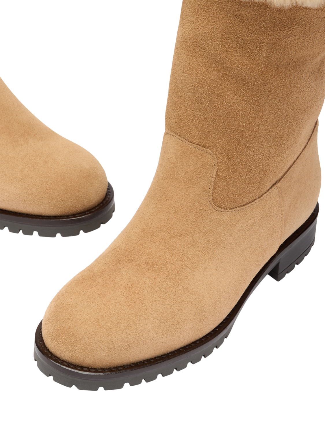 Product image 3 of 4, which shows Russell & Bromley Unfold Mid Calf Suede Boots, Natural, 6
