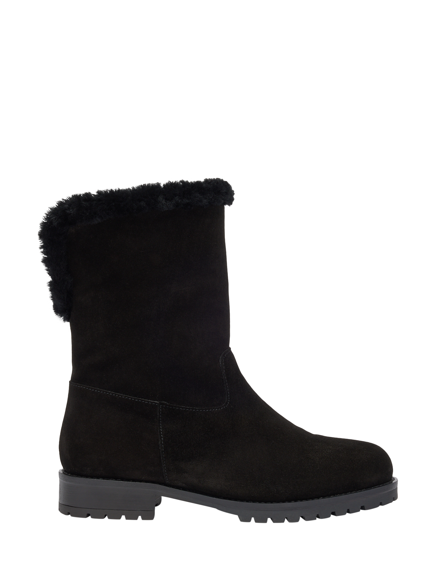 Product image 1 of 4, which shows Russell & Bromley Unfold Mid Calf Suede Boots, Black, 3