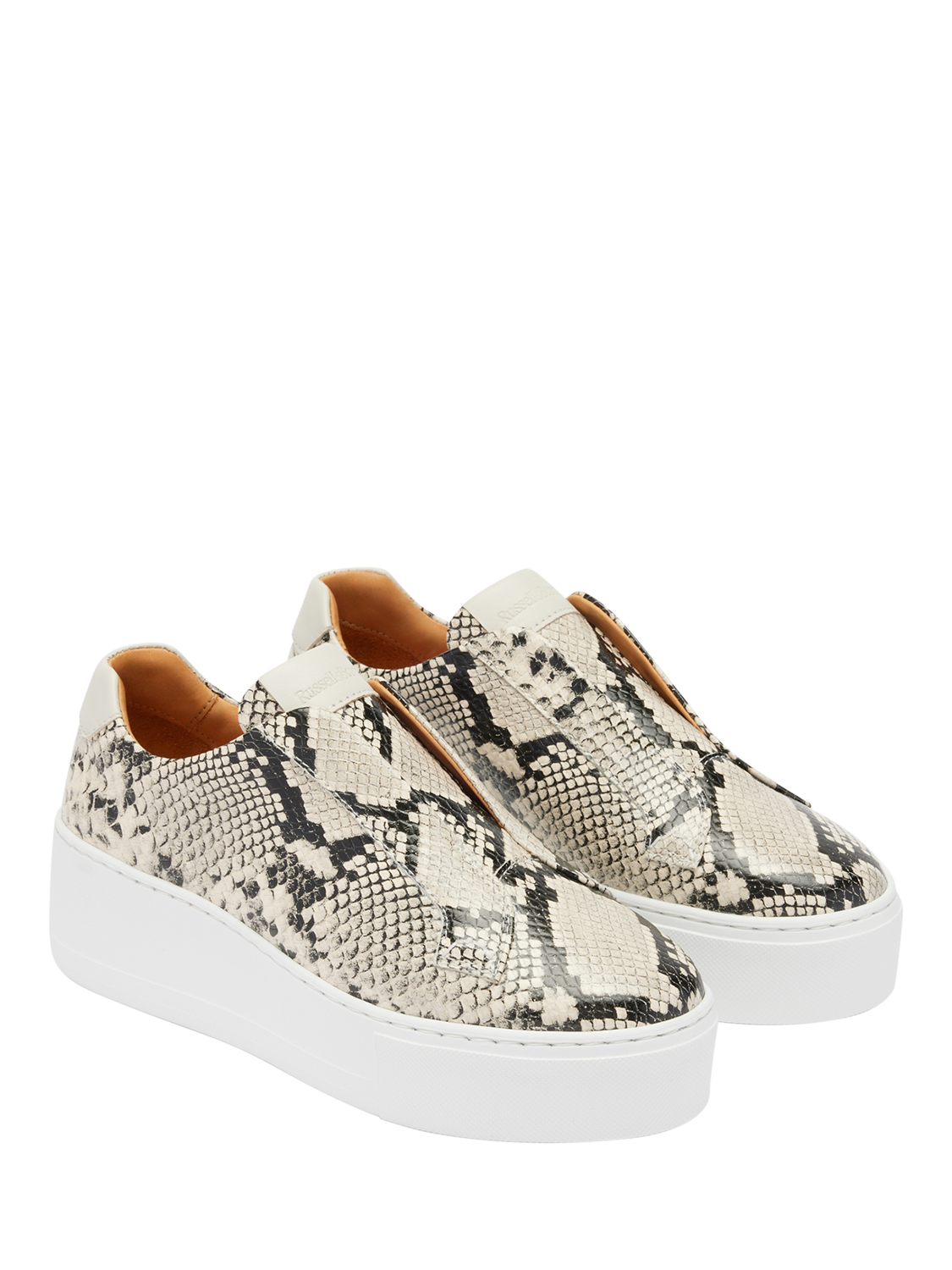 Russell Bromley Park Up Snake Print Leather Laceless Flatform