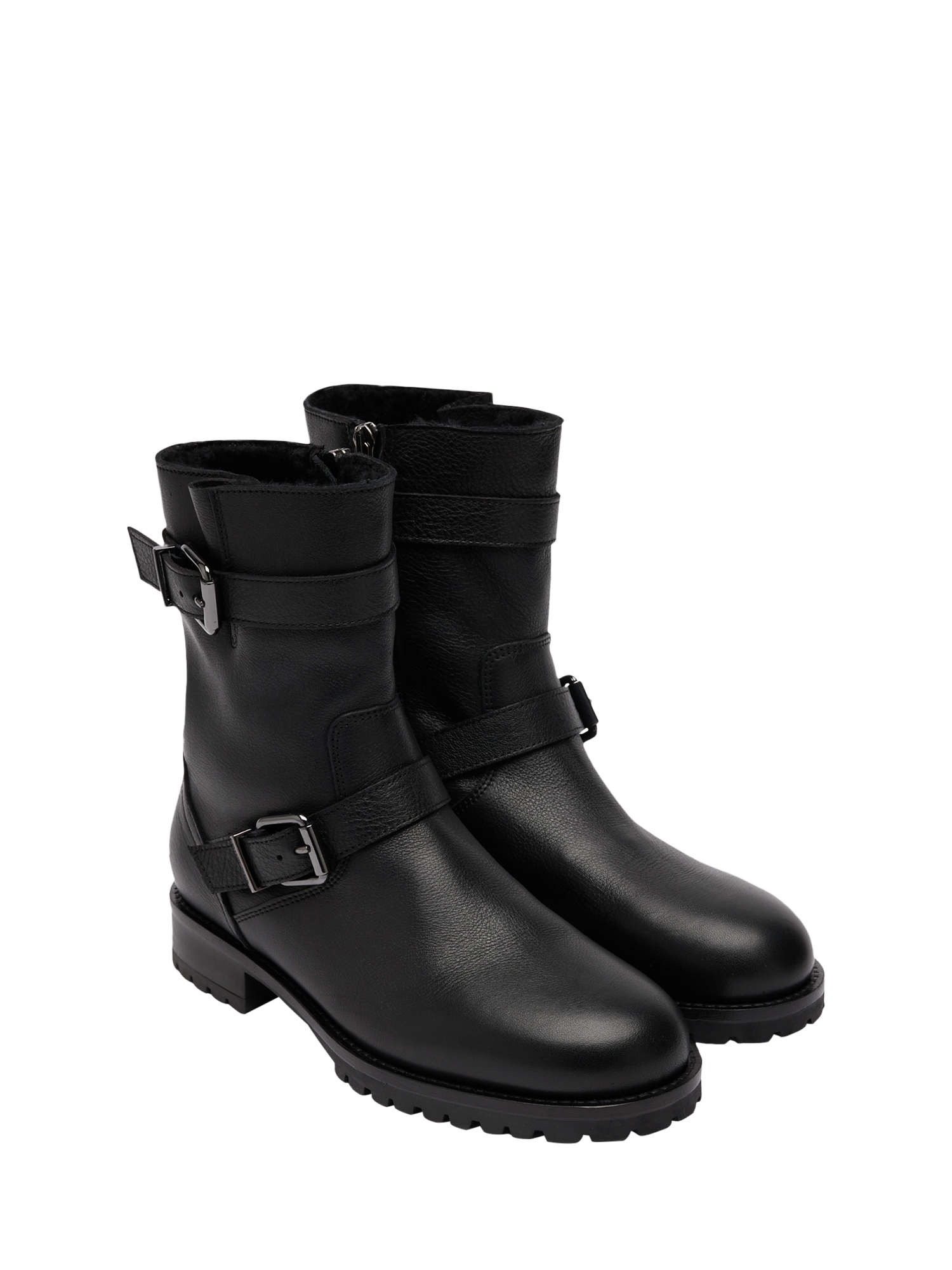 Product image 2 of 5, which shows Russell & Bromley Glory Leather Biker Boots, Black, 7