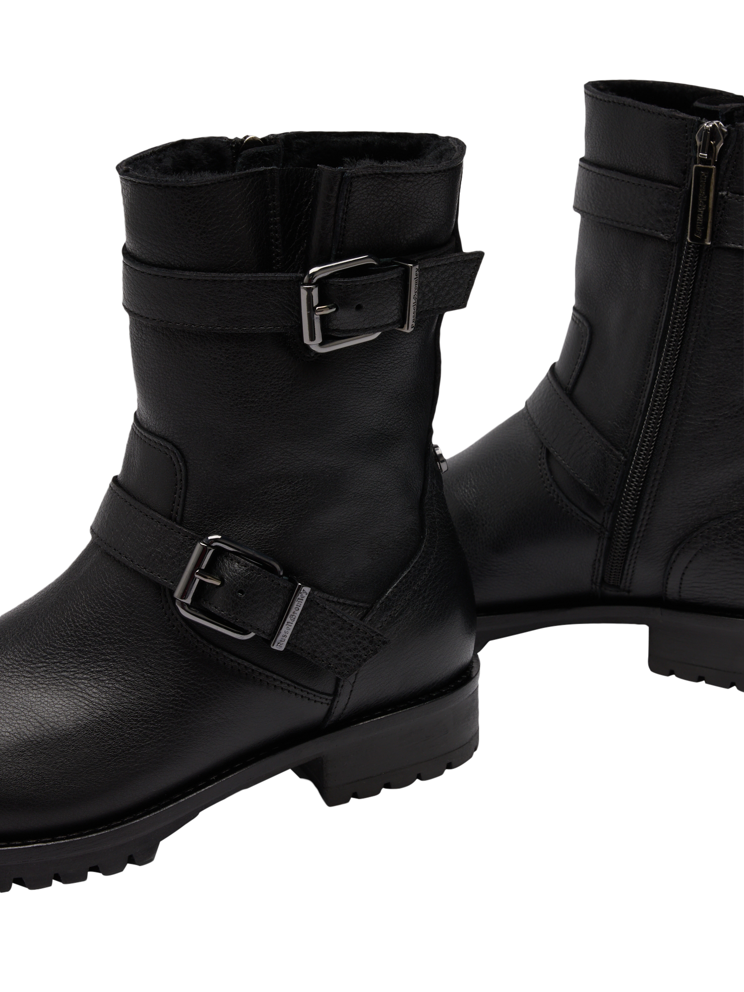 Product image 3 of 5, which shows Russell & Bromley Glory Leather Biker Boots, Black, 7