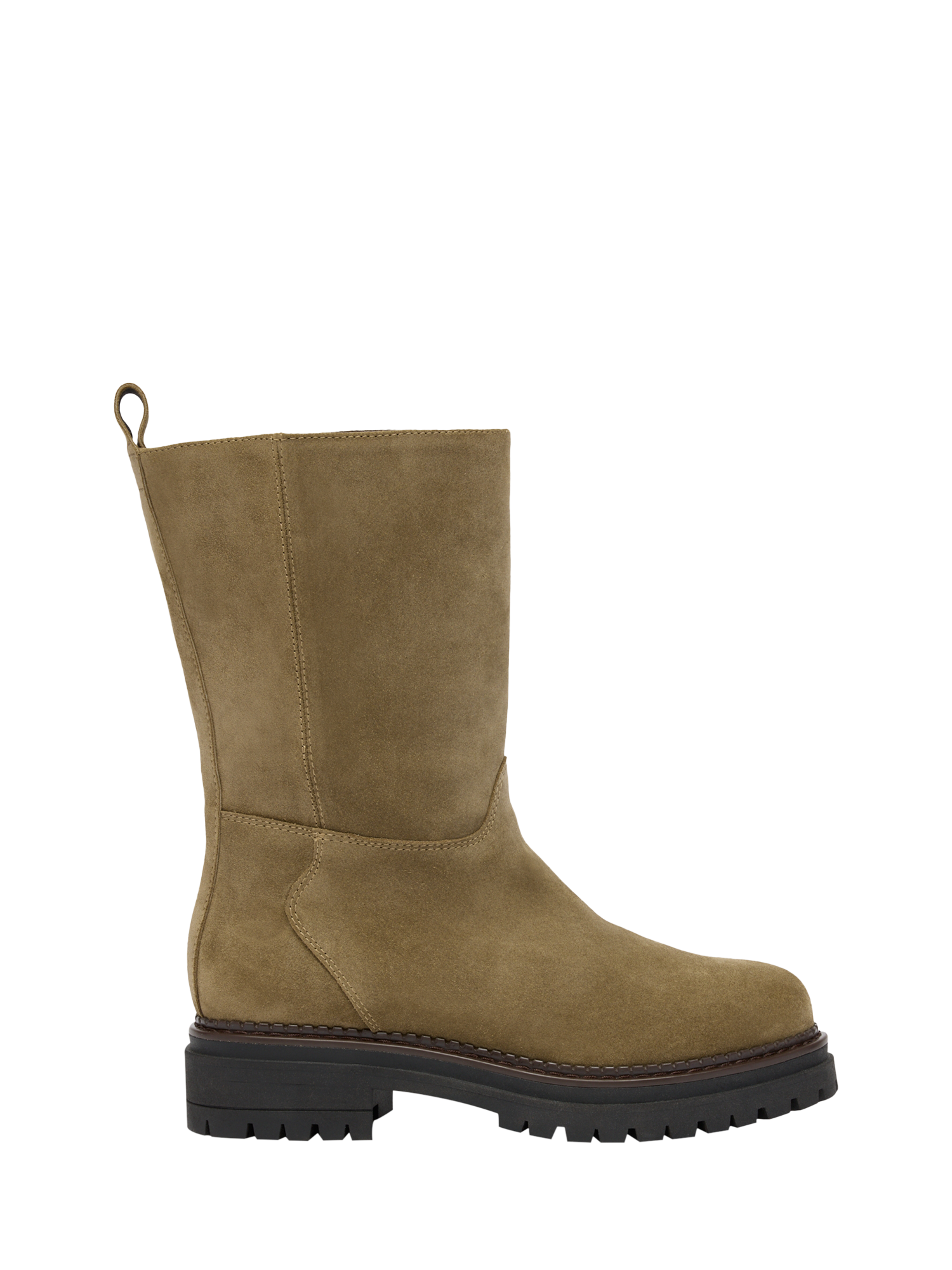 Product image 1 of 4, which shows Russell & Bromley Bikby Suede Clean Biker Boots, Green, 3