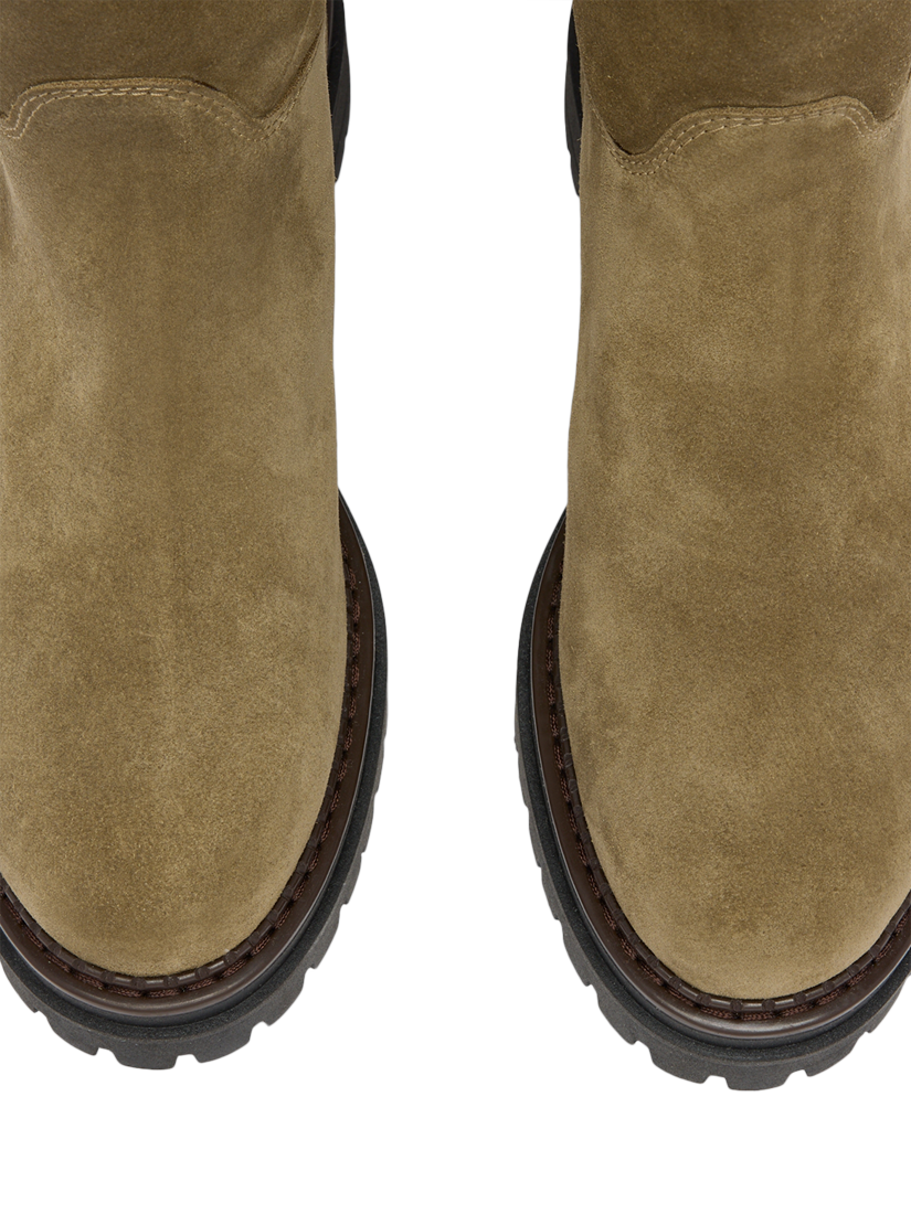 Product image 4 of 4, which shows Russell & Bromley Bikby Suede Clean Biker Boots, Green, 3