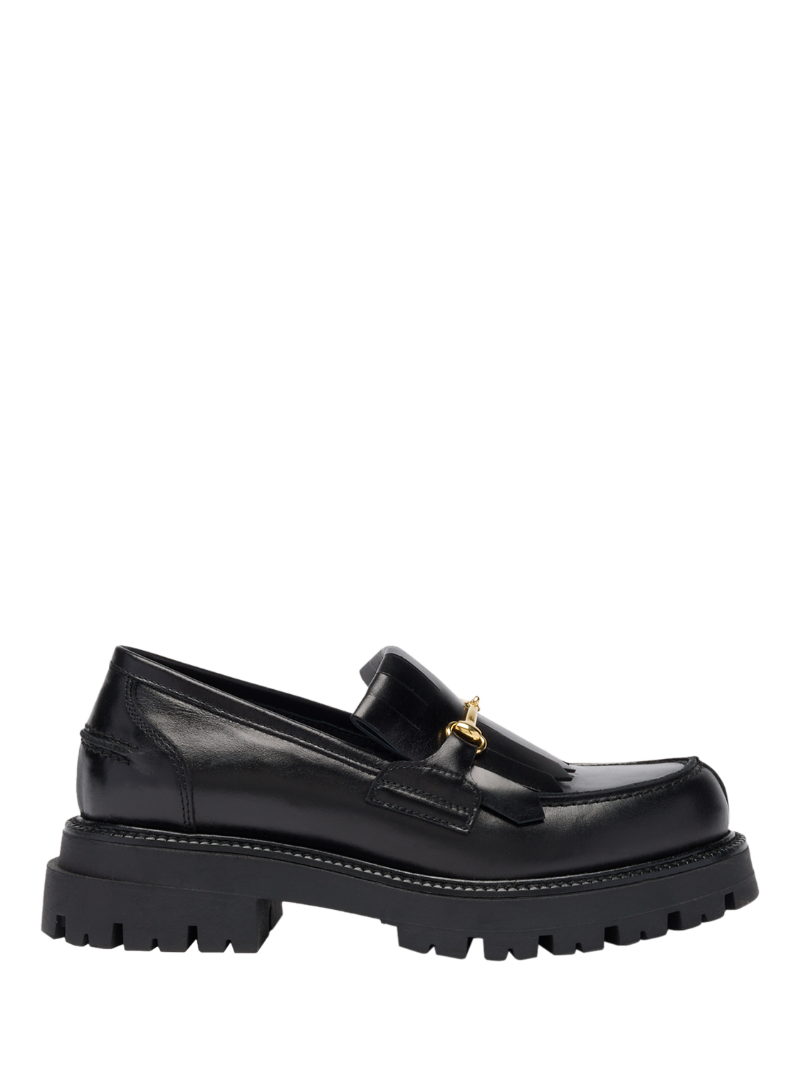 Russell Bromley Mossley Leather Chunky Fringe Loafers, Black