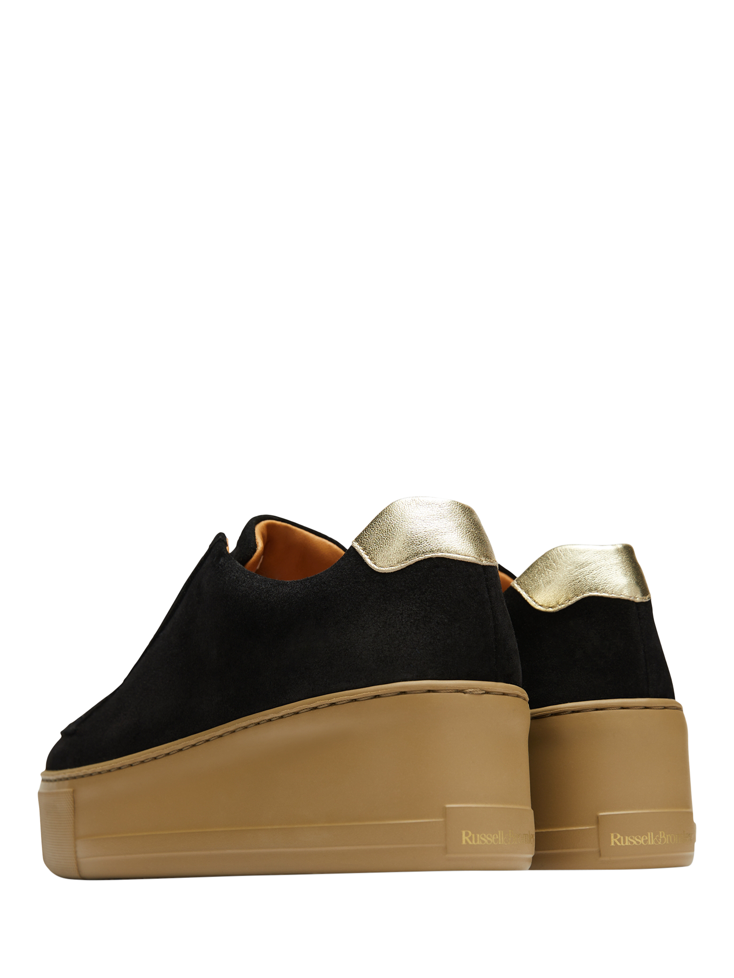 Product image 5 of 5, which shows Russell & Bromley Park Up Suede Laceless Flatform Trainers, Black, 5