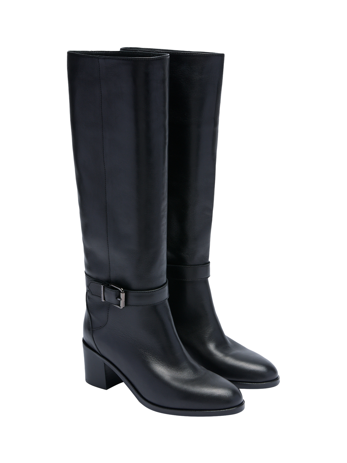 Product image 2 of 4, which shows Russell & Bromley Mellor Leather Knee High Boots, Black, 3