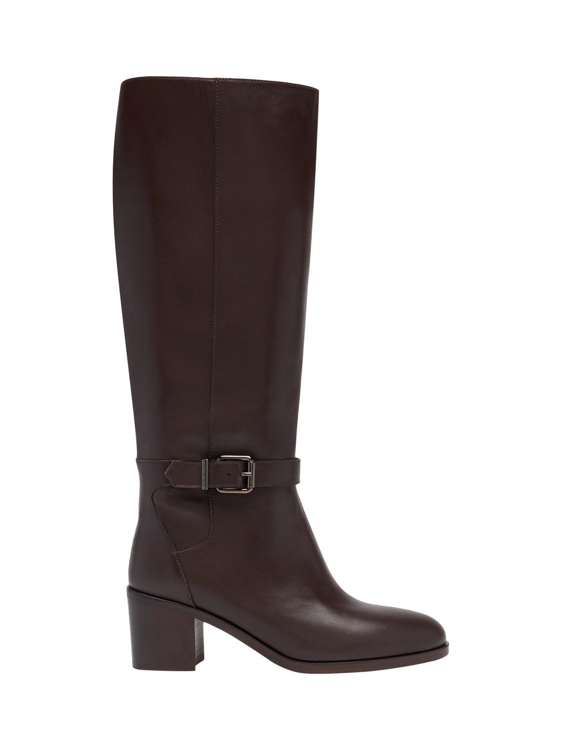Product image 1 of 4, which shows Russell & Bromley Mellor Leather Knee High Boots, Brown, 3
