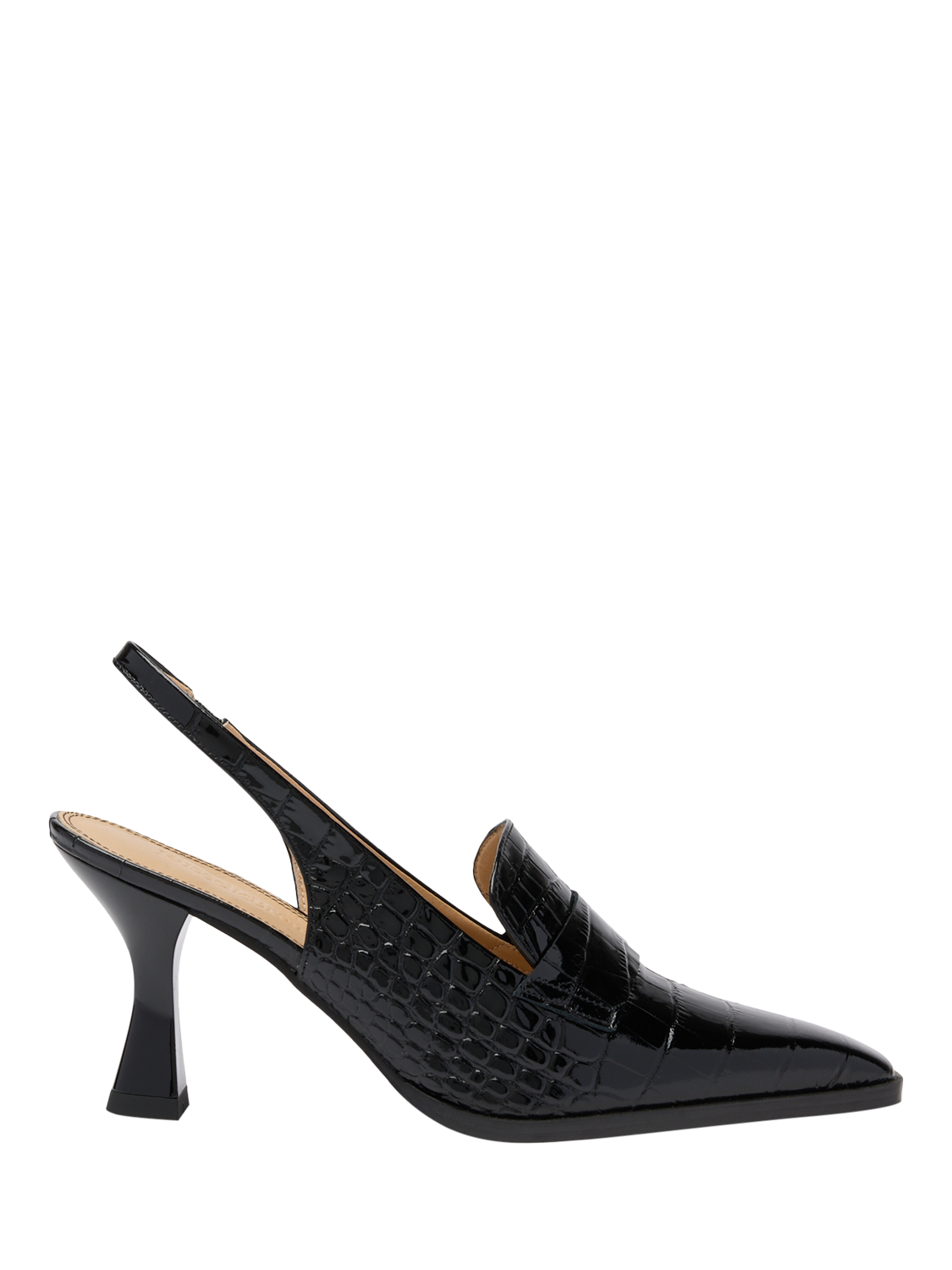 Product image 1 of 4, which shows Russell & Bromley Totter Leather Slingback Shoes, Black, 4