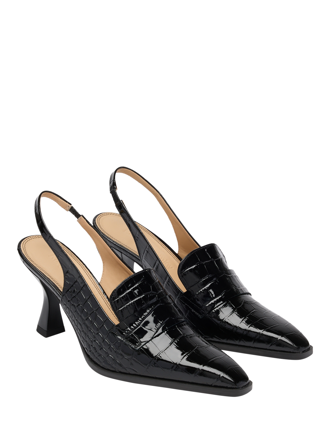 Product image 2 of 4, which shows Russell & Bromley Totter Leather Slingback Shoes, Black, 4
