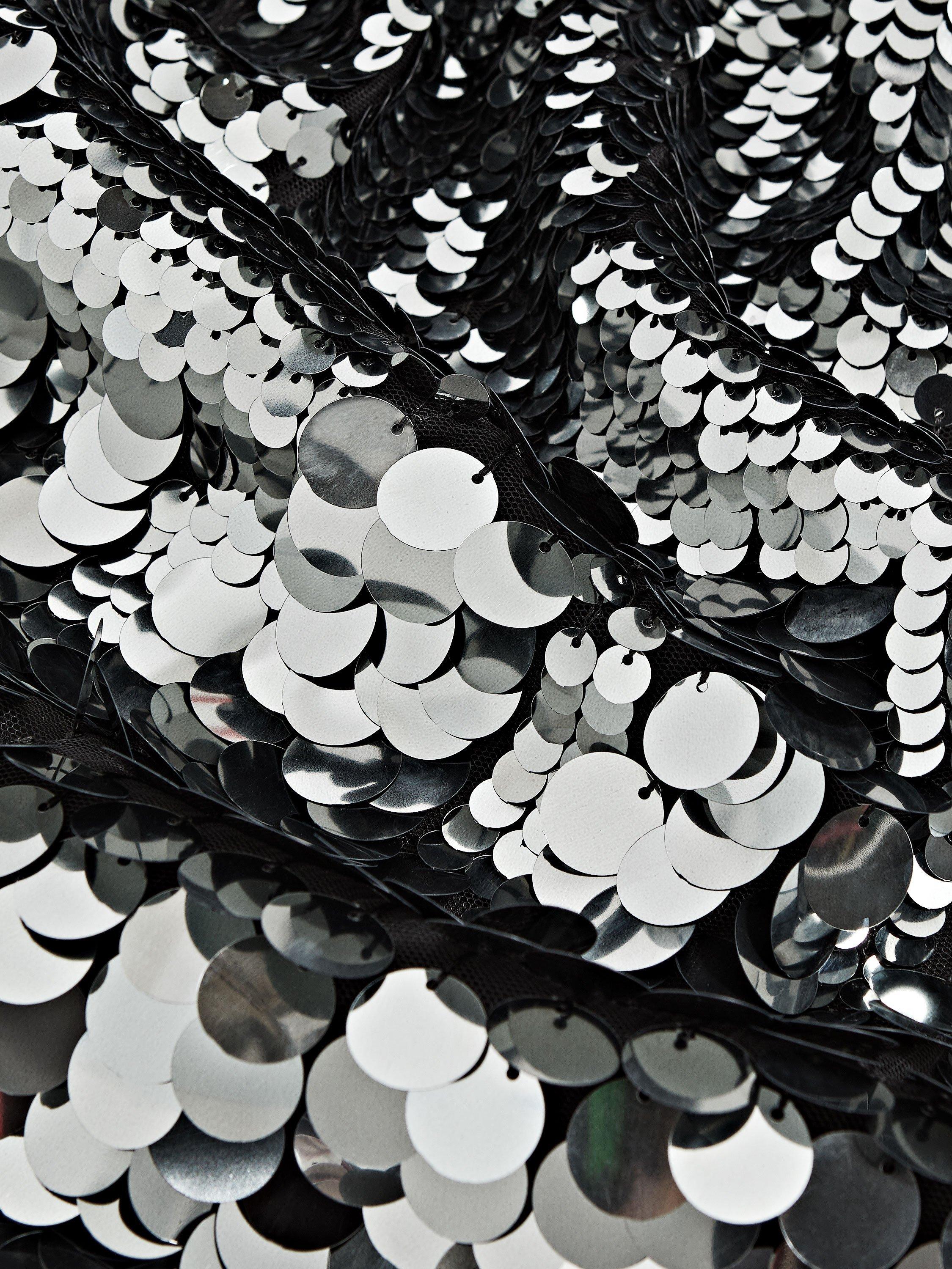 Product image 2 of 5, which shows Reiss Kids' Hattie Sequin Dress, Silver, 3-4 years