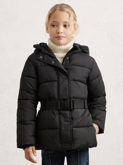 Reiss Kids' Ava Belted Puffer Coat, Black, Black