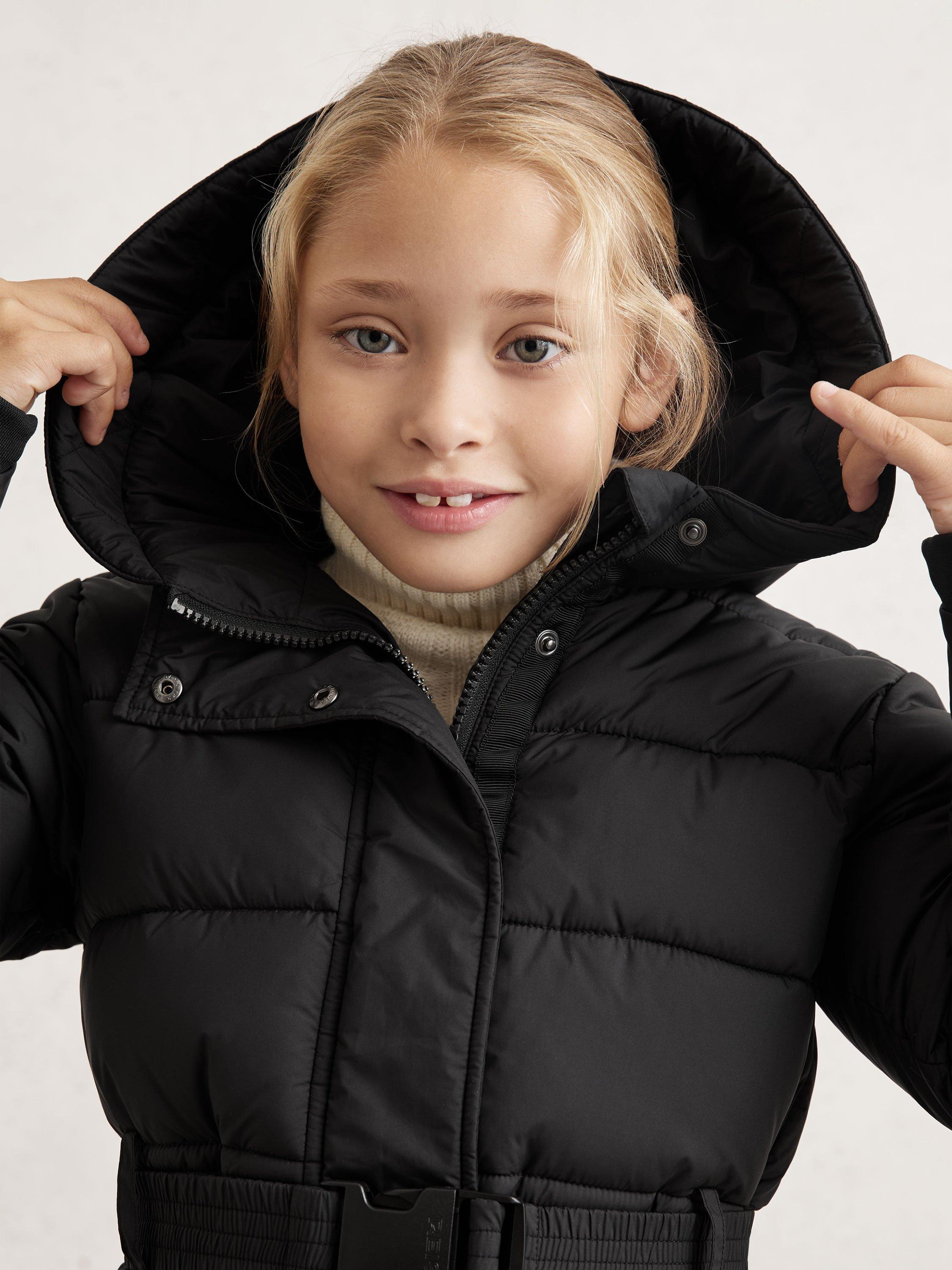 Product image 3 of 4, which shows Reiss Kids' Ava Belted Puffer Coat, Black, 3-4 years