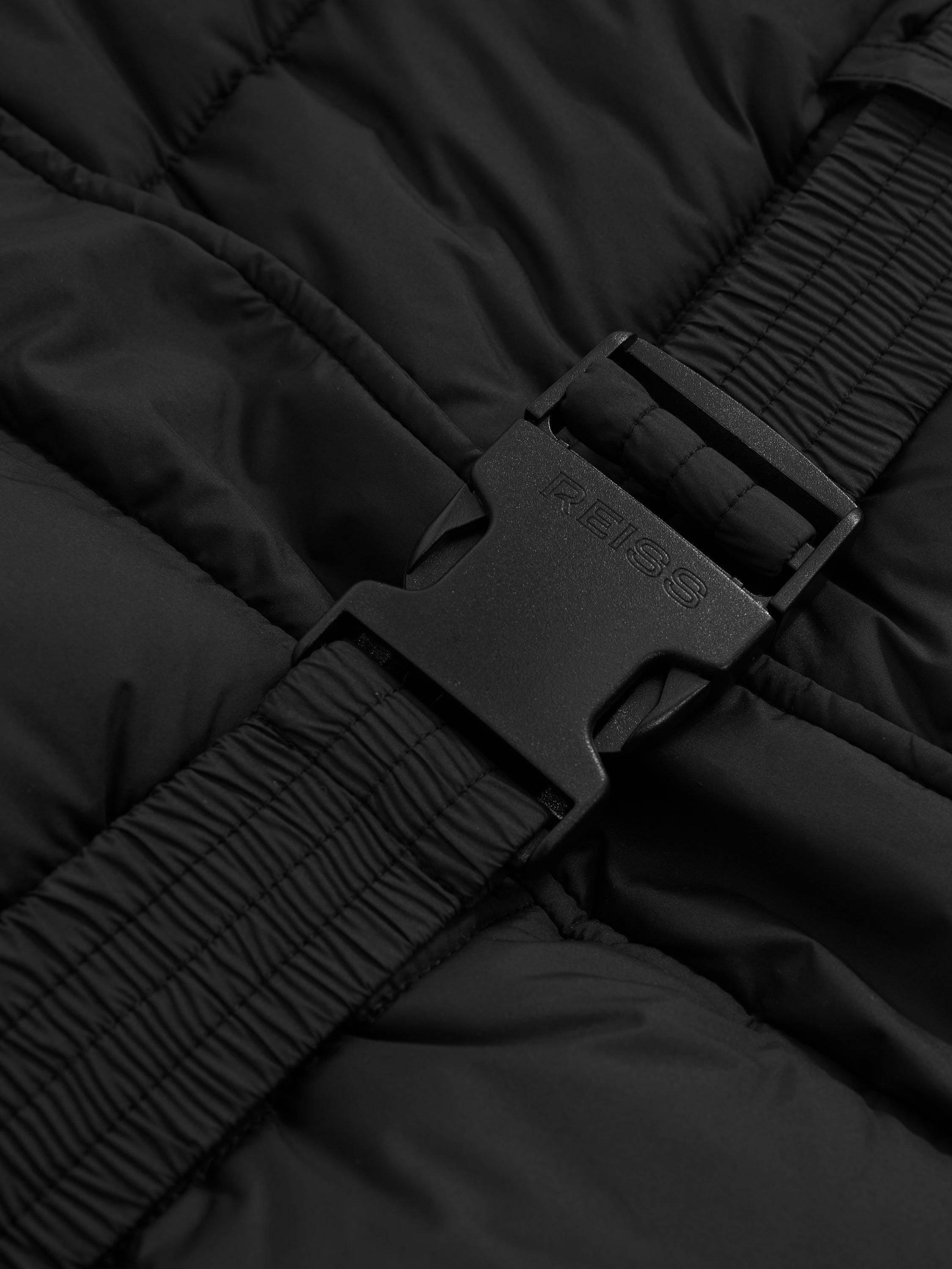 Product image 4 of 4, which shows Reiss Kids' Ava Belted Puffer Coat, Black, 3-4 years