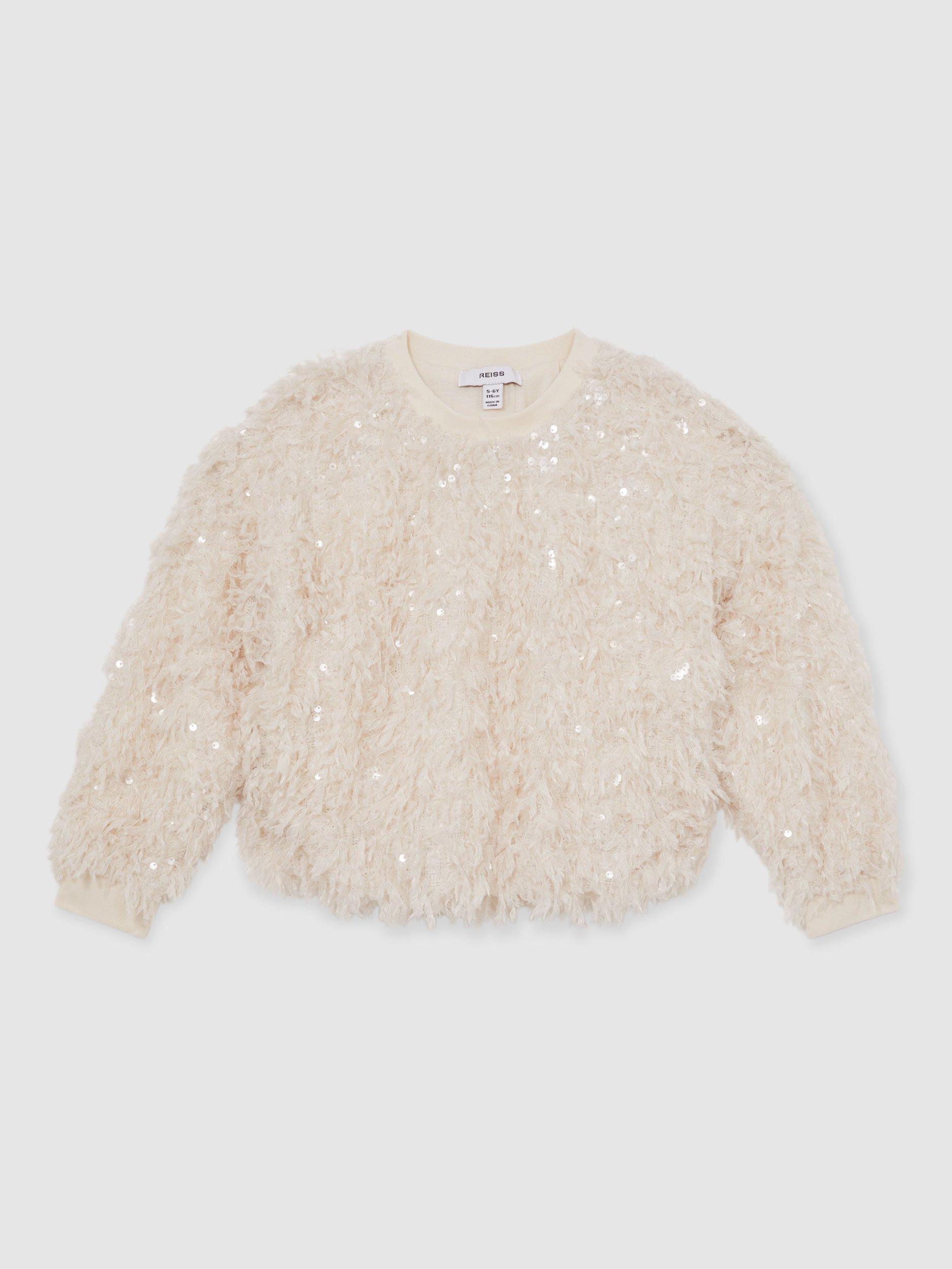 Product image 3 of 5, which shows Reiss Kids' Roxy Textured Top, Ivory, 6-7 years