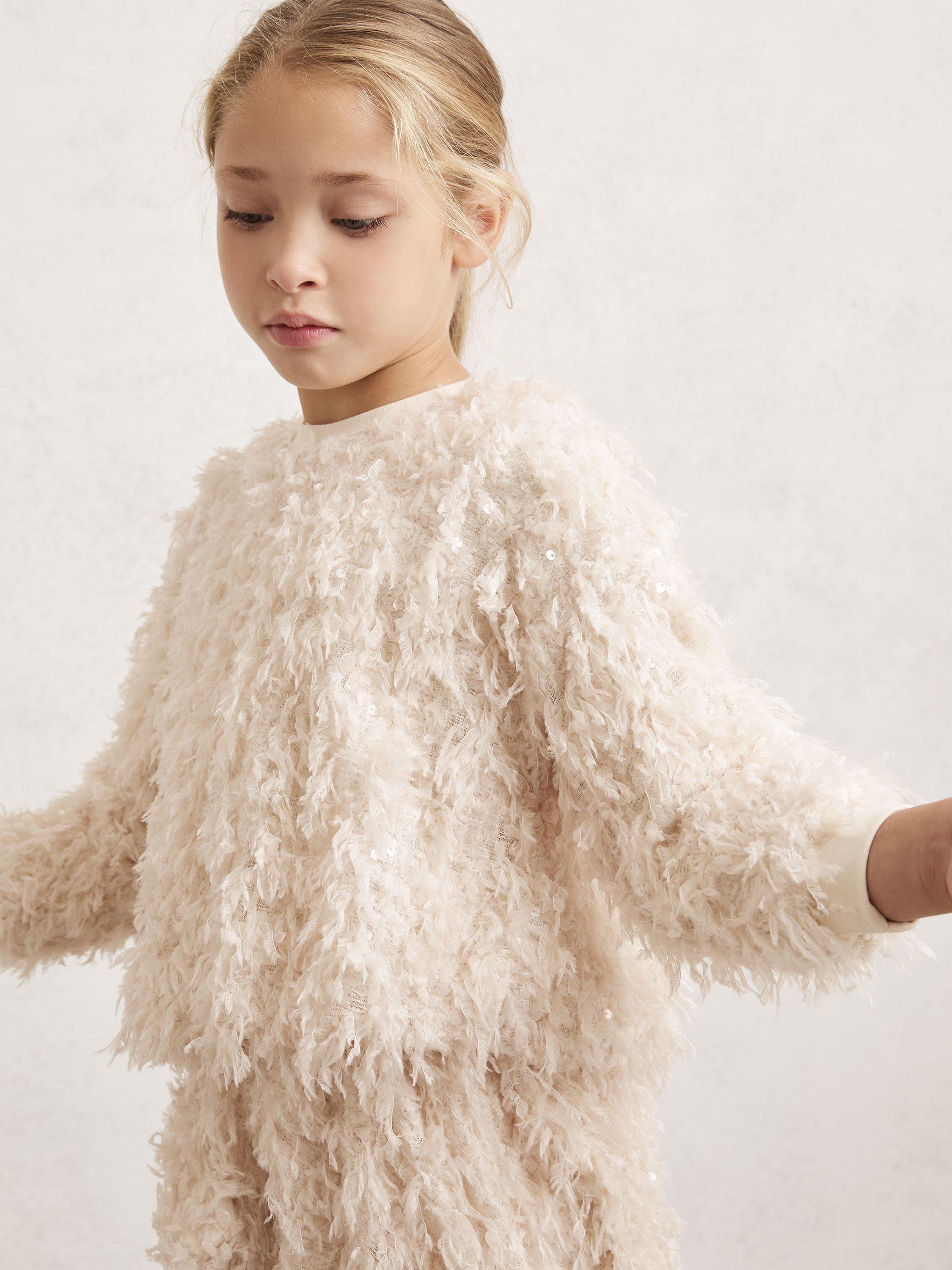 Product image 5 of 5, which shows Reiss Kids' Roxy Textured Top, Ivory, 6-7 years