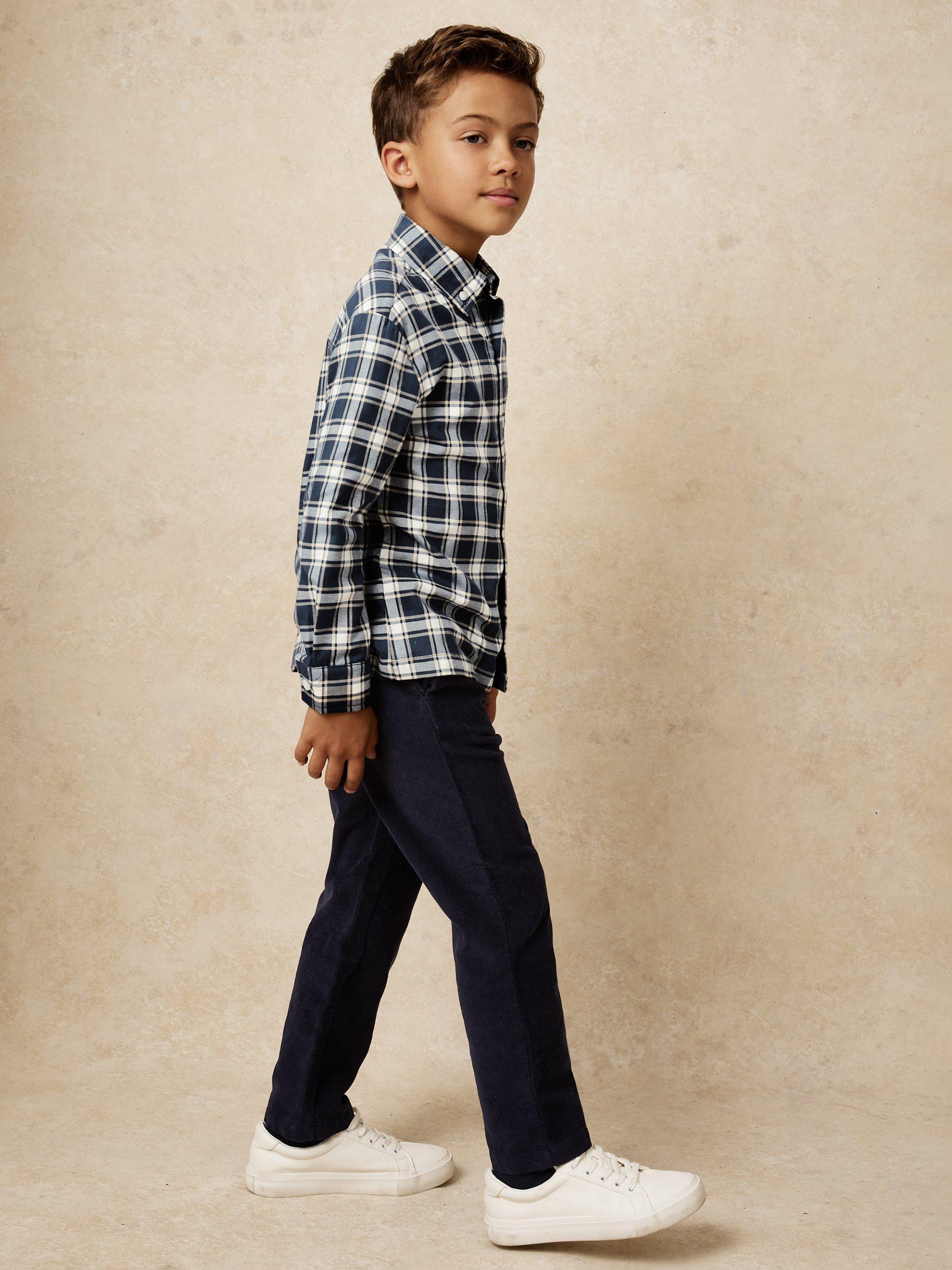 Product image 1 of 4, which shows Reiss Kids' Bailes Checked Shirt, Navy Blue, 3-4 years