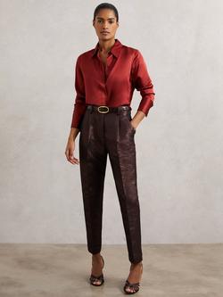 Reiss Sienna Tapered Fit Trousers, Burgundy, Burgundy