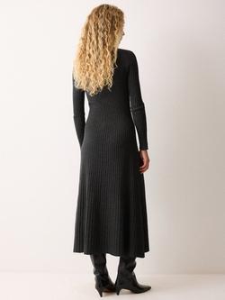 Jigsaw Rib Knit Wool Rich Dress, Charcoal - view 2, Charcoal